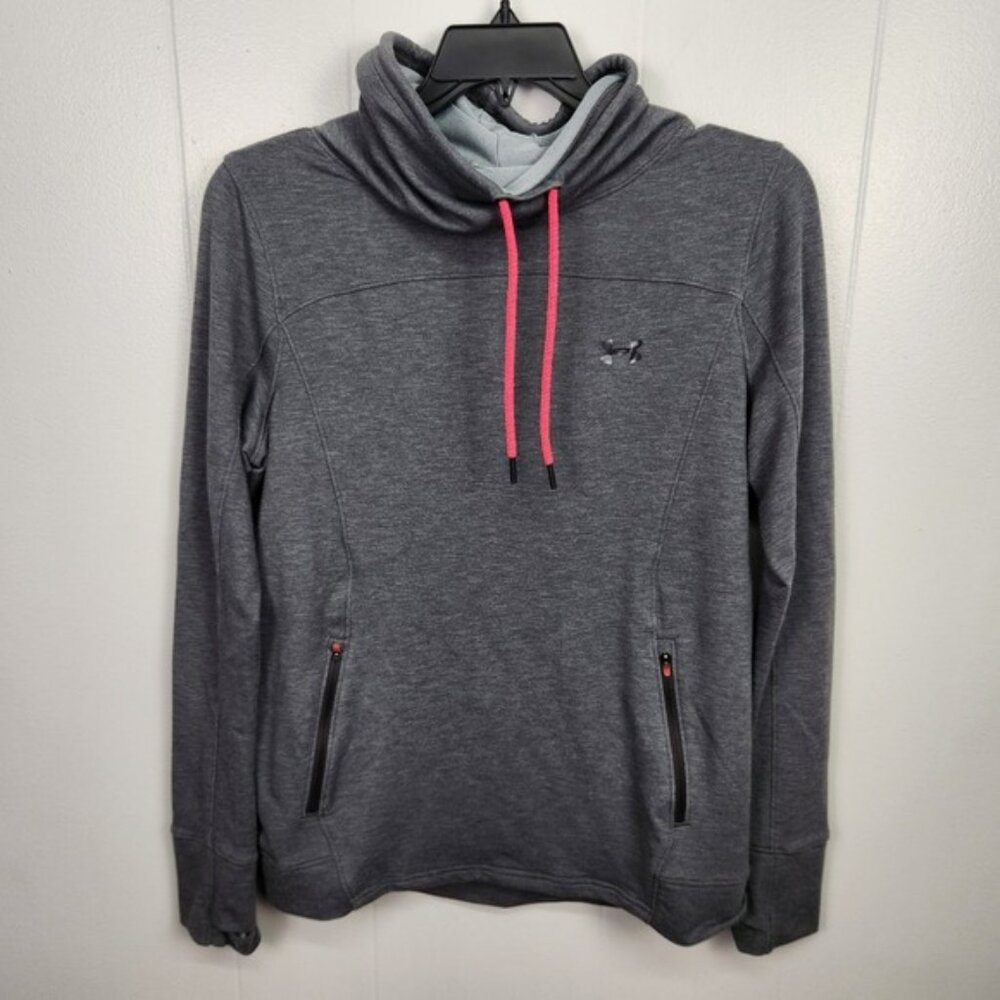 Under Armour  Hooded Sweatshirt  Womens Large‎ Gray Funnel Neck Hoodie Pullover